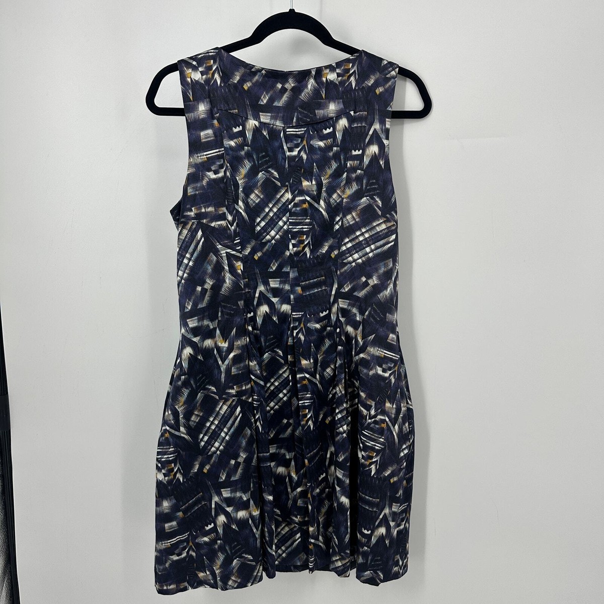 Cue Australia dress size US 8 blue geometric pockets ballon skirt wedding guest