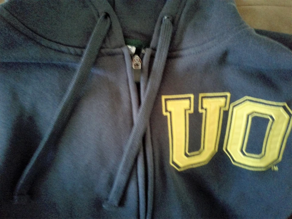 NCAA OREGON PATOS SUDADERA CON CAPUCHA TALLA L PARA HOMBRE SUDADERA CON CAPUCHA CON BOLSILLOS GRIS CREMALLERA LG OR.DUCKS UO  Foto 2 de 4