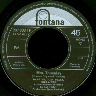 DAVE DEE, DOZY, BEAKY, MICK & TICH - Last Night In Soho / Mrs. Thursday - 1968