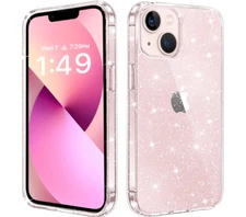 iPhone 13 Case, Clear Glitter Soft TPU Shockproof Protective Bumper Cover Bling