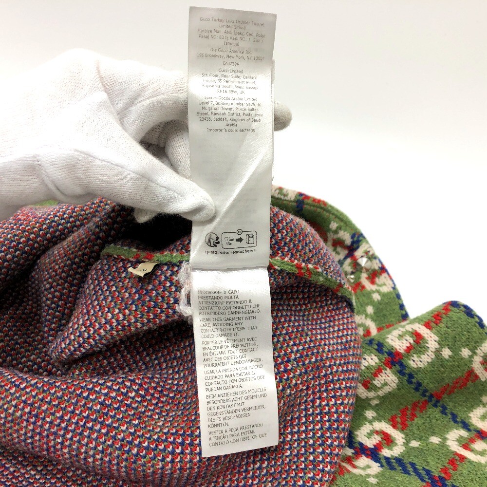 GUCCI 713571 GG Studs knit sweater wool Green/Multicolore GUCCI 713571 GG Studs knit sweater wool Green/Multicolore