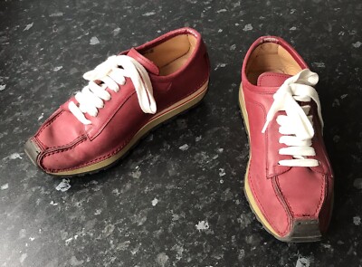 Vintage Bally Gepard rote Leder Schnürschuhe flache Schuhe Turnschuhe Größe 5,5 / 38,5