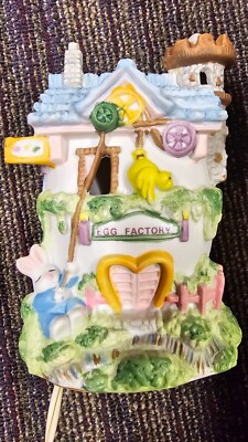 Bunny Towne Egg Factory Hand Painted Porcelain Easter Village Lighted House