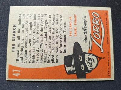 1958 Topps Zorro Card # 47 The Search (VG/EX) | eBay