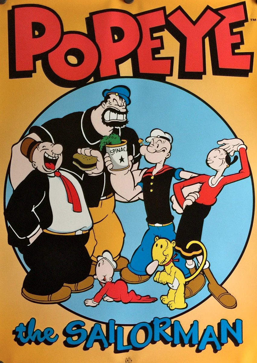 Popeye The Sailor Man 24x34 Print Olive Oyl Brutus Wimpy