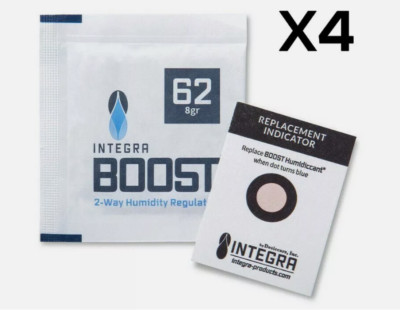 INTEGRA BOOST 62% RH 8 GRAMM HUMIDIPAK 4 X PACK 2-WEGE FEUCHTIGKEITSKONTROLLE 8g BOVEDI