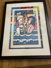 Romero Britto Adam&Eve ART Hand Signed Autographed  Custom Frame Artwork 25