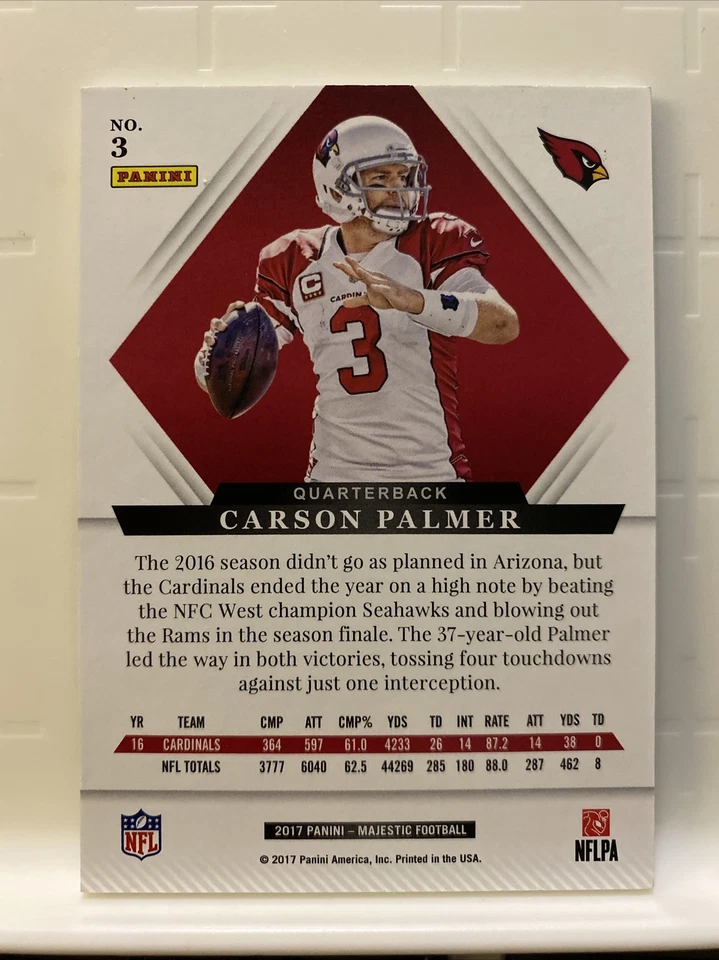 2017 Panini Majestic #3 Carson Palmer #11/99 - Image 2 of 2