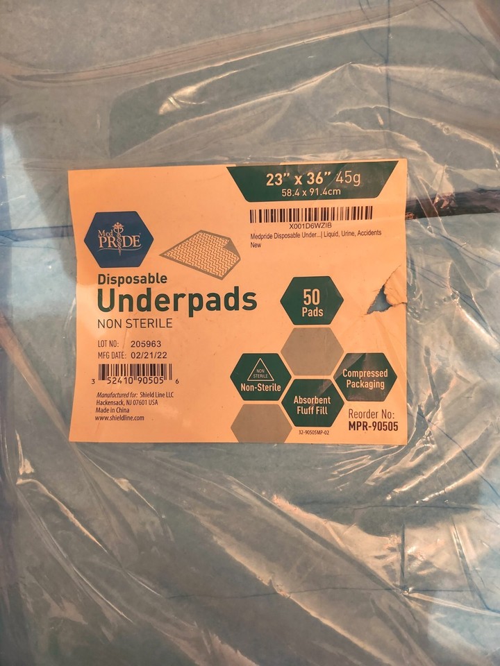 Medpride Disposable Underpads 23'' X 36'' 50Count Incontinence Pads