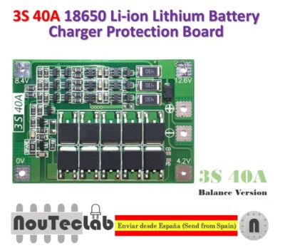 3S 40A 11.1V 12.6V 18650 Lithium Battery Protection Board with Balance BMS