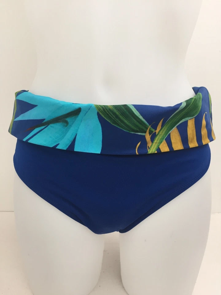 Parte inferior de bikini plegable Fantasie para mujer talla L azul estampado de hojas forrada nueva F1 Foto 2 de 4