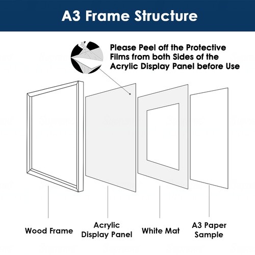 A3 Kids Art Photo Frame Children Drawings Project Wooden Artwork Picture Display - Picture 2 of 33