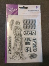 Crafters Companion GLAMOUR GIRL Clear Acrylic Stamps Box Die 9pcs