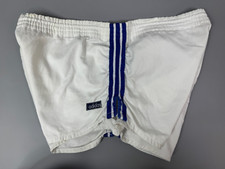 VINTAGE ADIDAS SHORTS 1980's GLANZ FOOTBALL SOCCER MENS SPRINTER WHITE SIZE 5 S