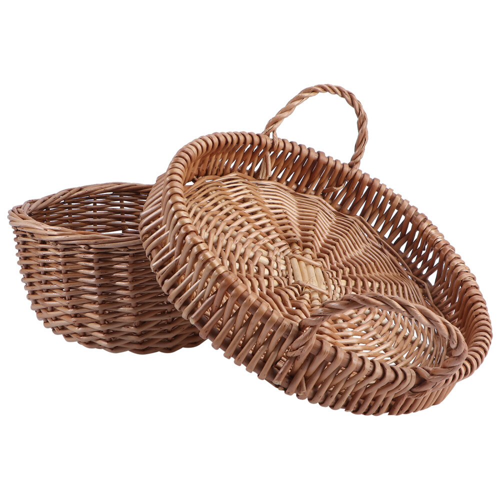 Wicker Storage Basket Rattan Tray Food Organizer Woven Plate