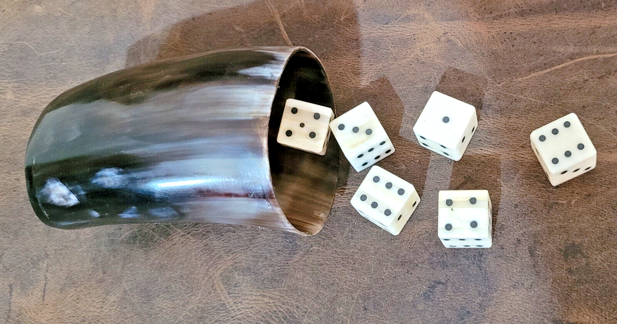 Set of 6 Rare Camel Bone D6 Dice Six Sided Square 16mm Dice and