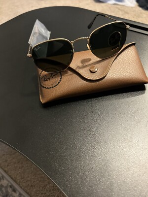 New Ray Ban Hexagonal Flat  Sunglasses Gold Frame  RB 3548N 001 G-15 Lenses 54mm