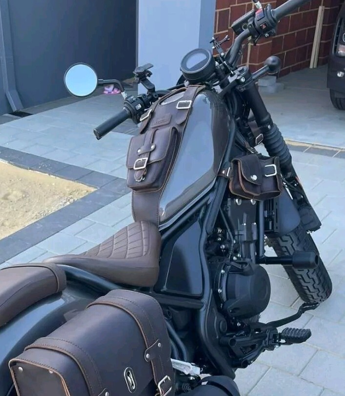 Tank cover for honda rebel CMX300 CMX500 Dark Brow saddle bag cow leather 