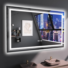 55 X 36 in LED Bathroom Mirror, Front and Backlit, Anti-Fog