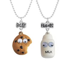 Best Friend Friendship Necklace for Women Men Cute Milk Cookie Pendant