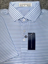 Holderness Bourne Polo Striped Shirt Blue sz M