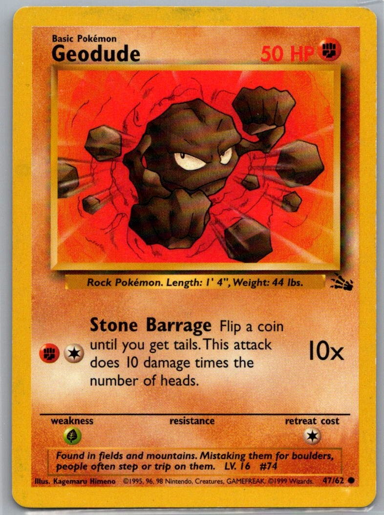 Geodude 47/62 Fossil Regular Pokemon TCG LP