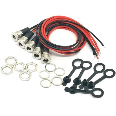 5Pack 5.5 x 2.5 MM 10A DC-099 Power Jack Cord Socket Threaded Female Mount