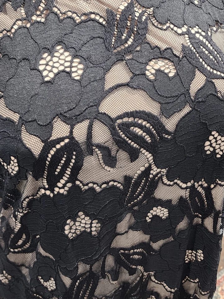Vestido Nine West Beige Negro Floral Encaje Cóctel Fiesta Talla 18W Foto 2 de 4