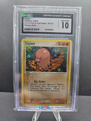 Diglett 61/112 FireRed & LeafGreen Reverse Holo CGC GEM MINT 10 - Picture 1 of 2