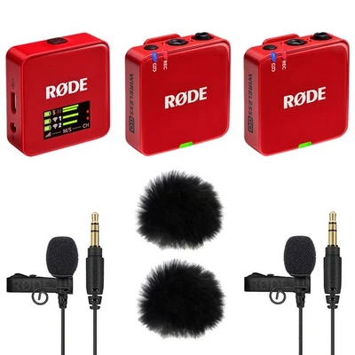 Rode Wireless GO Gen 3 Mikrofonsystem Rot mit 2x Lavalier Go und 2x Windschutz - Bild 1 von 4