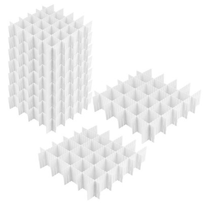 64 Pack White Plastic DIY Grid Drawer Dividers, Adjustable Drawer Divider Org...