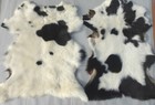 sheepskin shearling leather hide Black & White Spotted Toscana long silky hair