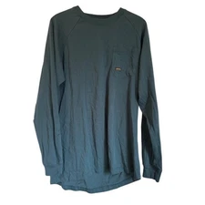 Ariat Rebar Long Sleeve Pocket T Shirt Men's Green Cotton Workwear -Large