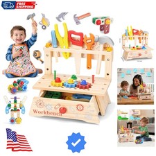 Kids Tool Set, Wooden Toddler Tool Set with Apron, Toddler Tool Bench, Educat...