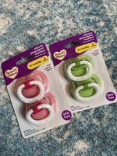 Two Packs Lot Of Four Brand New Pacifier Green Pink