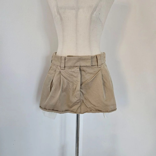 Miu Miu Mini Tan Denim Skirt IT38 S Embroidered Logo Cotton Preloved