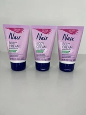 3x Nair Hair Remover Body Cream Soothing Aloe & Waterlilly 2oz Travel Mini