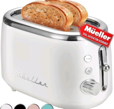 Mueller Retro Toaster 2 Slice with 7 Browning Levels and 3 Functions: Reheat,...