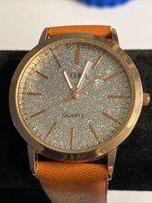 Soki Women s Watch Rose Gold Tone Brown Band ...