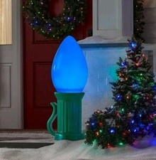 Home Depot 3 ft Battery Operated LED Jumbo BLUE Bulb Holiday Yard Decor