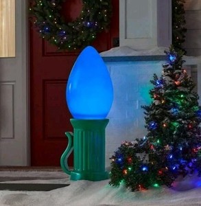 Home Depot 3 ft Battery Operated LED Jumbo BLUE Bulb Holiday Yard Decor