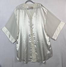 Solange Satin Nightgown or Robe Ivory Women 22/24 Sheer Sleeves Gorgeous