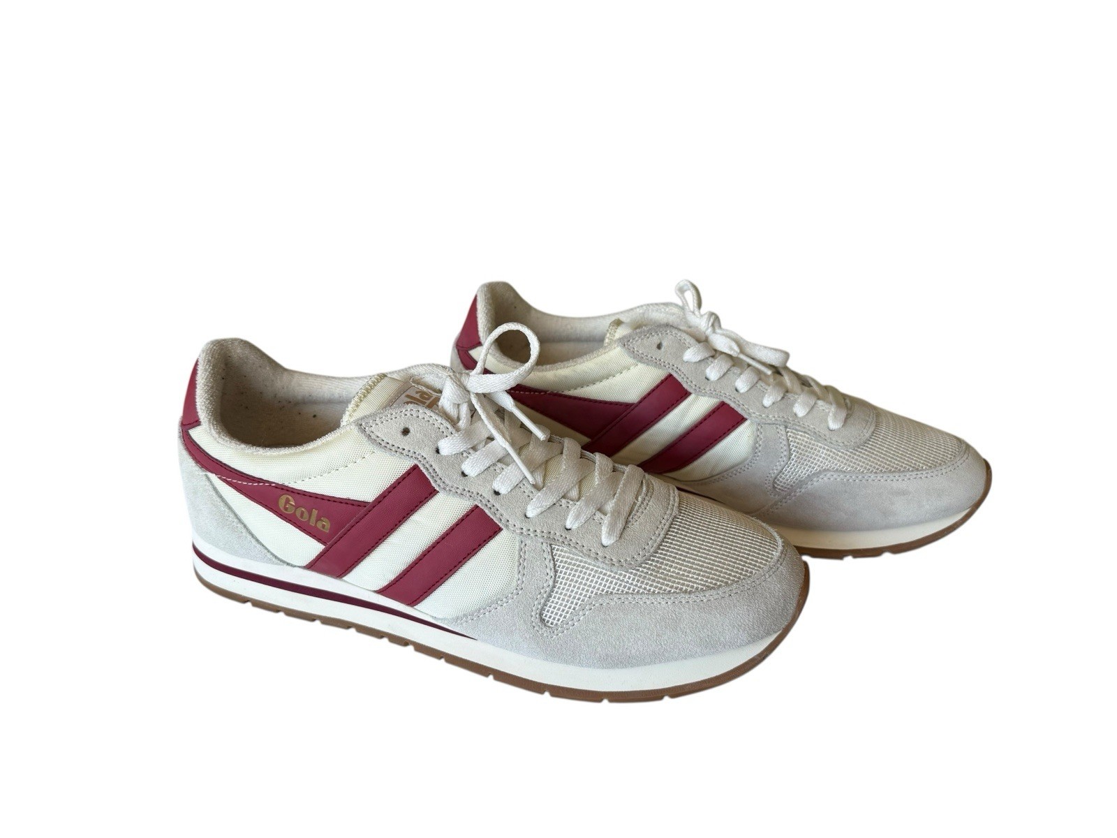 Gola Classics Mens Daytona Sneakers Off White/Deep Red/Gum Shoes, Men’s Size 11