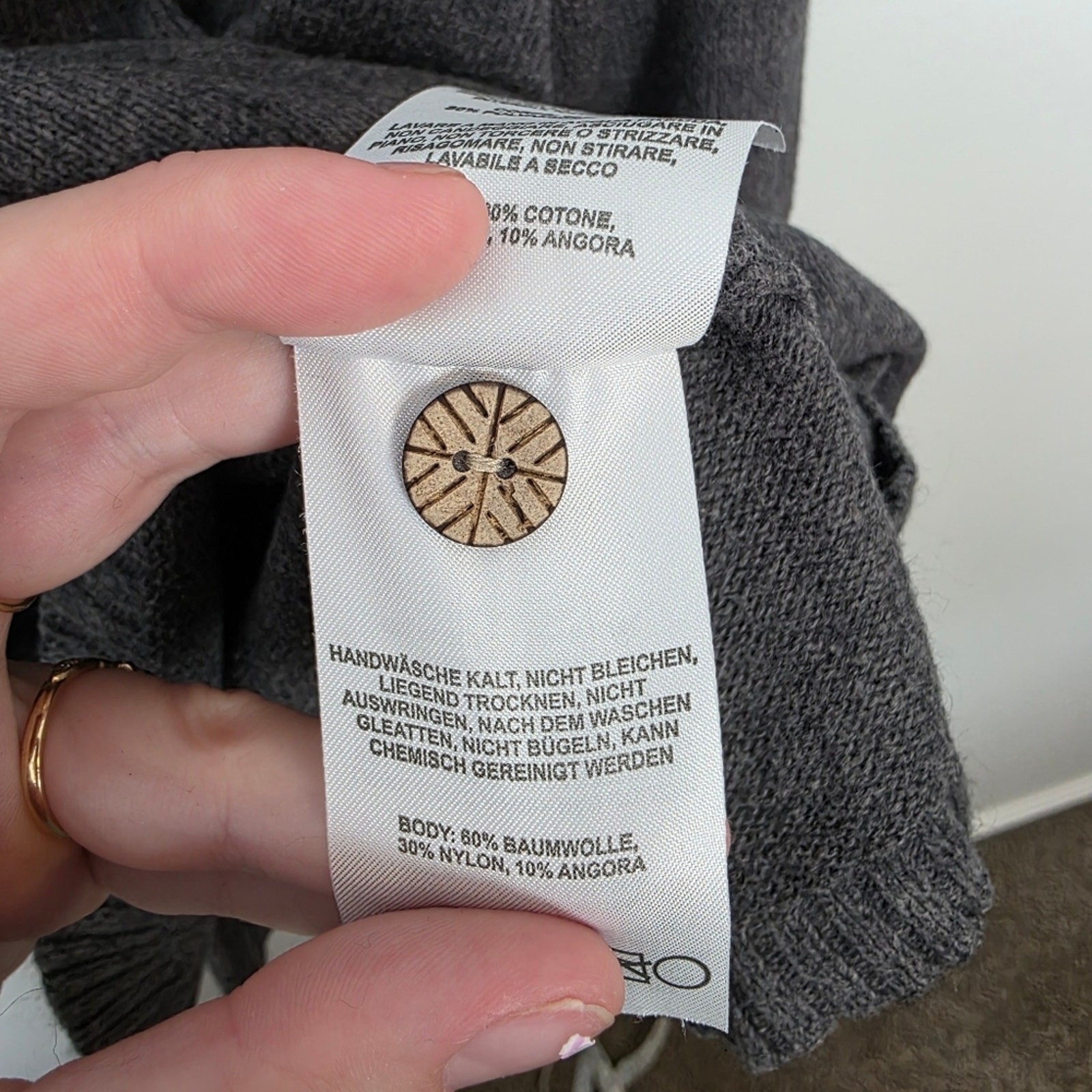 Columbia Gray Cotton Angora Blend Henley Outdoor Knit Warm Sweater Size Large