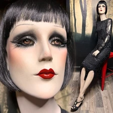 GRENEKER Vintage Realistic Full Size Female Mannequin Goth Flapper Sitter