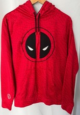 Marvel Deadpool Pullover Medium Hoodie Red Black Long Sleeve Kangaroo Pouch