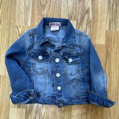 SOHO BLUE Unisex Kids Denim Jacket Size 4 Blue Button Front Long Sleeve
