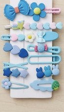 Cute Blue Hair Clips Set 10-Piece   Adorable Matte Hair Accessories for Girls