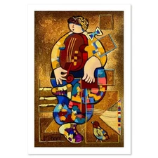 Dorit Levi, "Merry Violin" Limited Edition Serigraph, Numbered and Hand Signed w