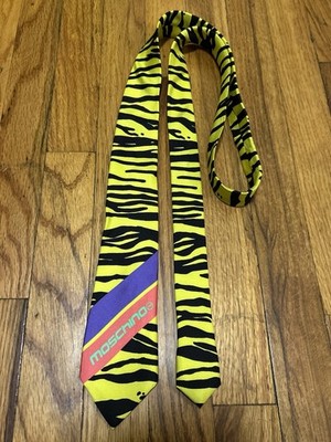 Moschino Jeremy Scott Necktie Tie Cool Print Surfer Neon Zebra Print